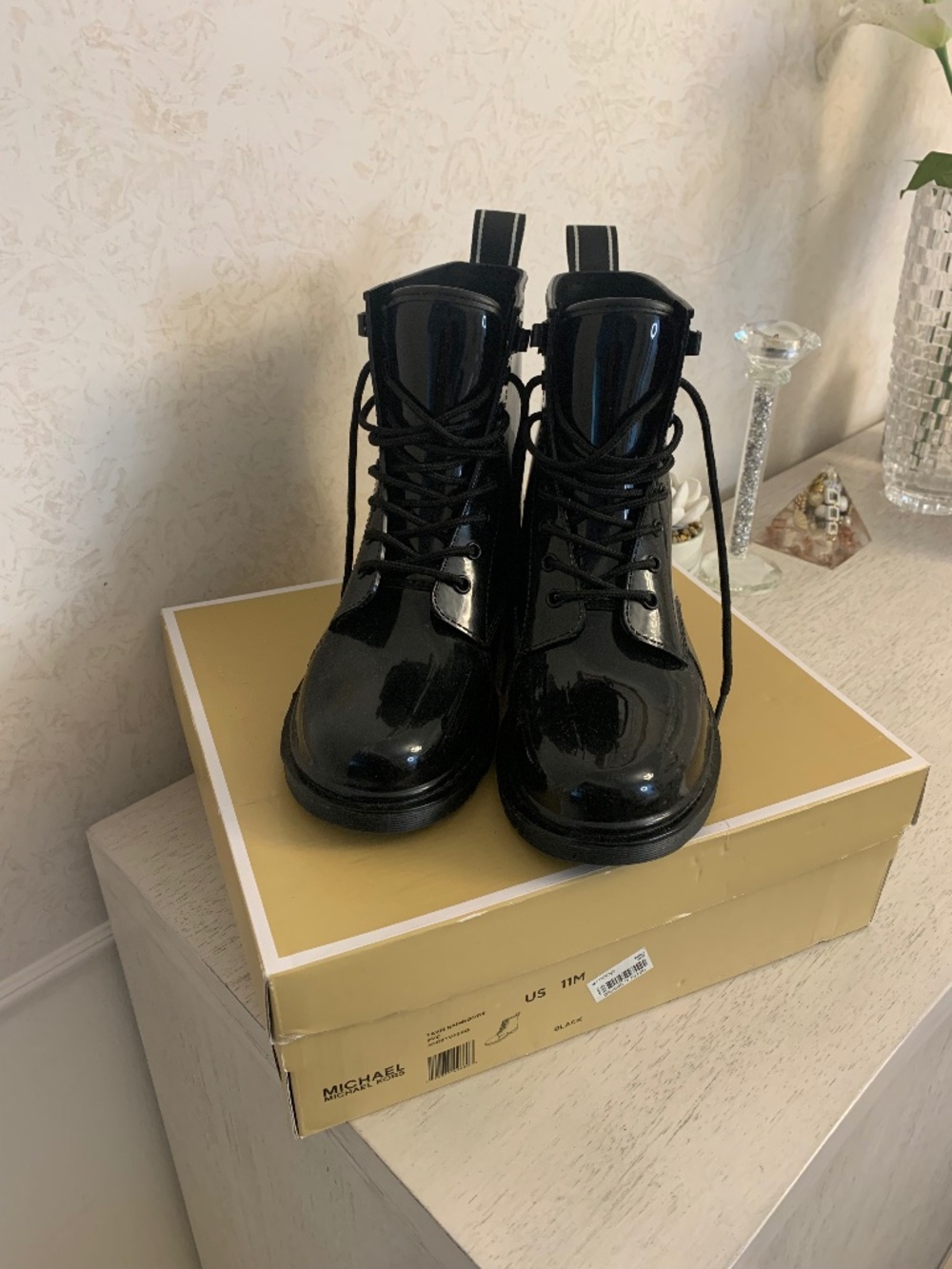 Michael Kors Black Patent Leather Boots, Size 11
